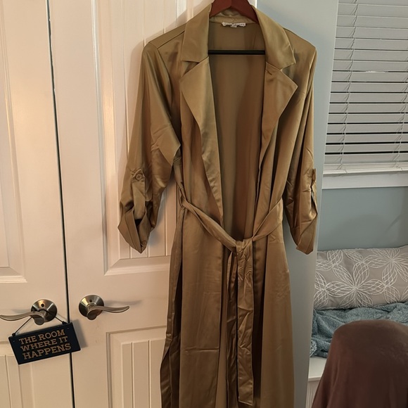 108 - Light Olive Satin Kimono Trench - Picture 3 of 4